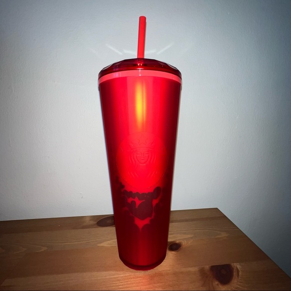 NWT Starbucks Red Heart Gradient Kaleidoscope Cold Cup 24oz w/ Dome Lid ✨ - Picture 2 of 6